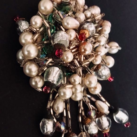 Brooch, Vintage Hand Crafted Mixed Media - Picture 1 of 12